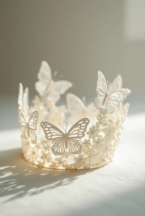 Crown from pearl material and butterfly pattern. Crown thread ,  does not wear on the head .