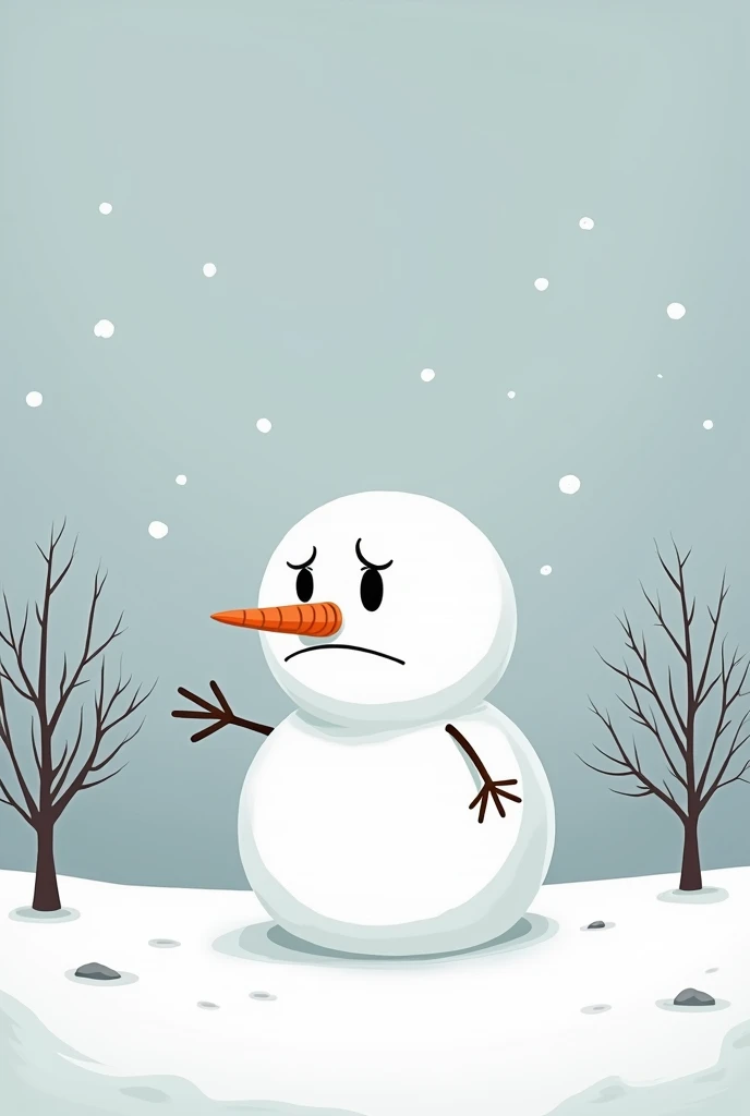 A cartoon of a sad snowman
