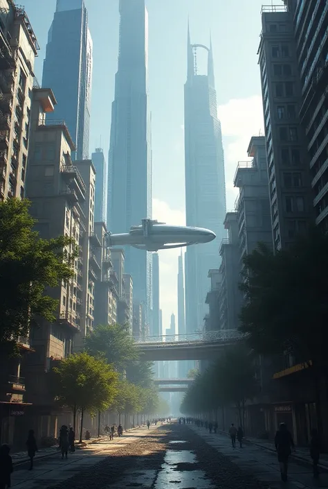 Futuristic city where one part is privileged and the other is not