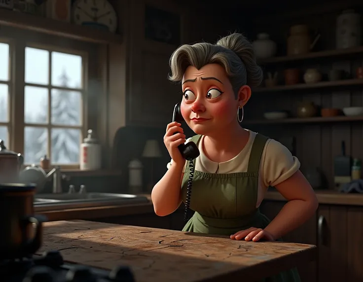 Mrs. Tweedy from Chicken Run making a call