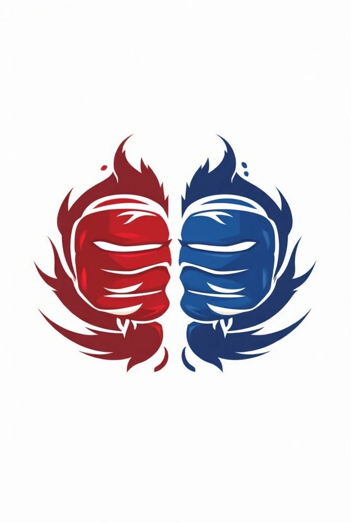 Logo that says the wrists for a kickboxing school with red and blue colors 