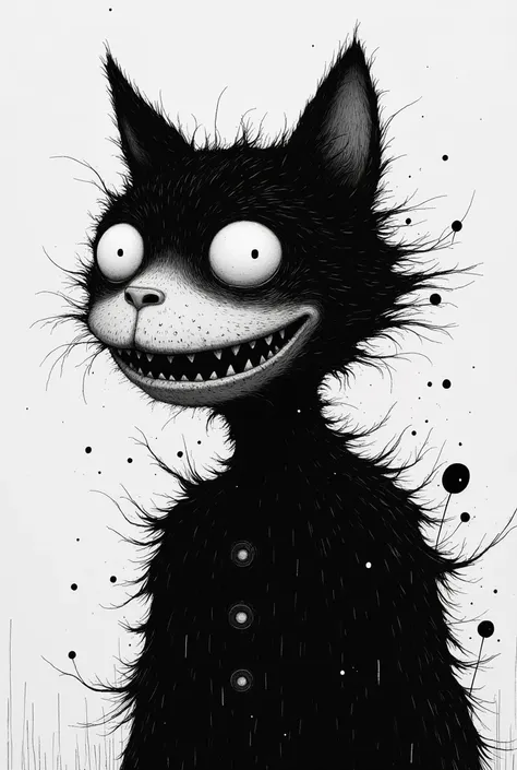 Alice in Wonderland. (Cheshire cat) Ugly, grotesque faces, complete surrealism, Ugly, grotesque faces and figures. Art has an unsettling power.  feeling of calm. Creepypasta (dark monochrome background) masterpiece, fabulous background) (minimalism: 1). Id...