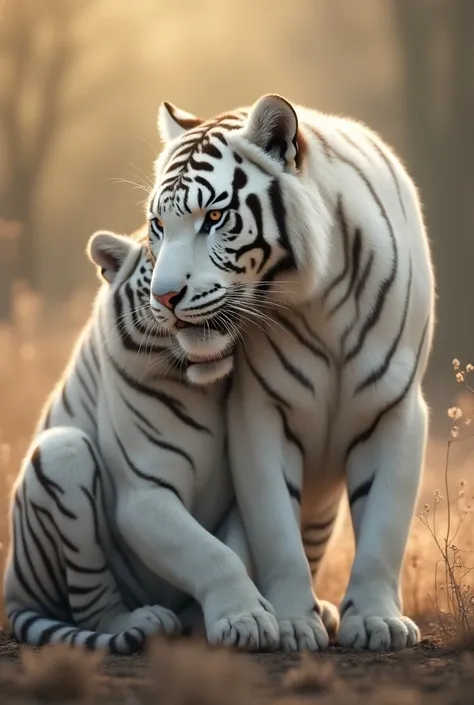 White tiger in love
