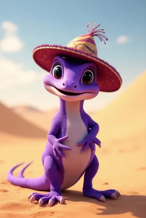 Team mascot 
Purple lizard with a Cearense hat,  with a desert background  