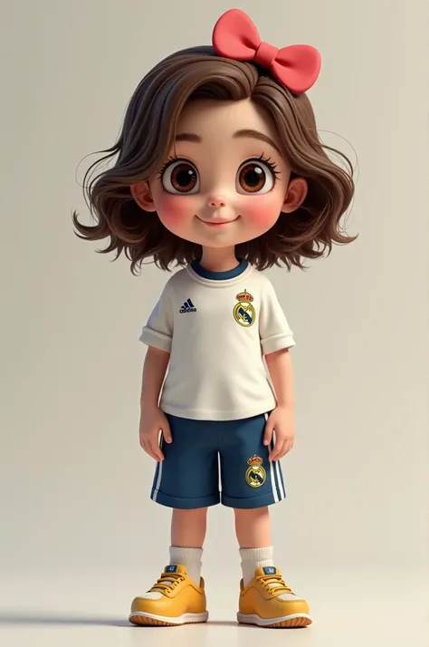 Hello Kitty brunette Clara haired wavy brown and dressed in Real Madrid pants and blouse 