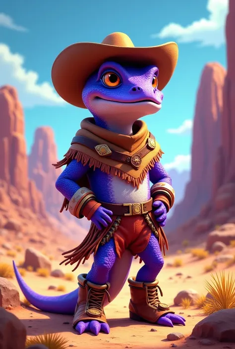 Team mascot 
Purple lizard wearing cangaçeiro clothes,  with a desert background  