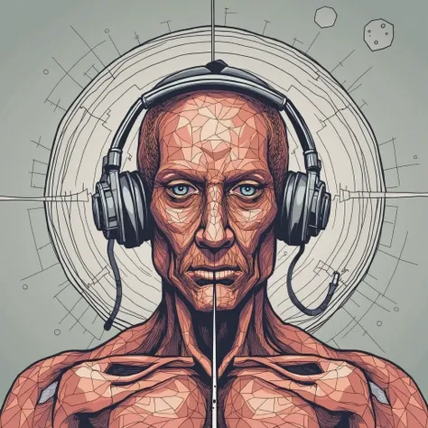 create an image of a human being where their existence is questioned through psychology and philosophy, esta imagen debe ser alusiva a un podcast, demostrando que nos cuestionamos