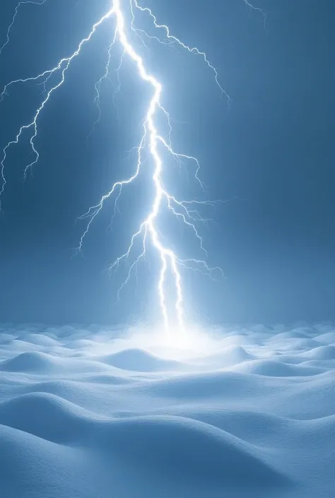 A lightning bolt with a lot of energy hitting horizontal snow 