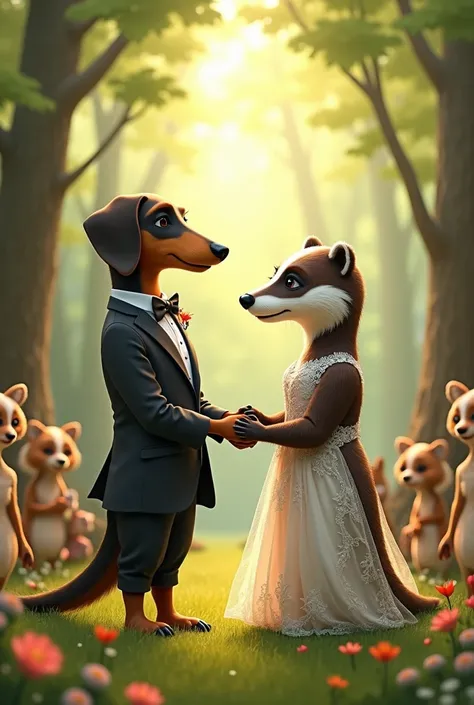 Dachshund marrying a badger