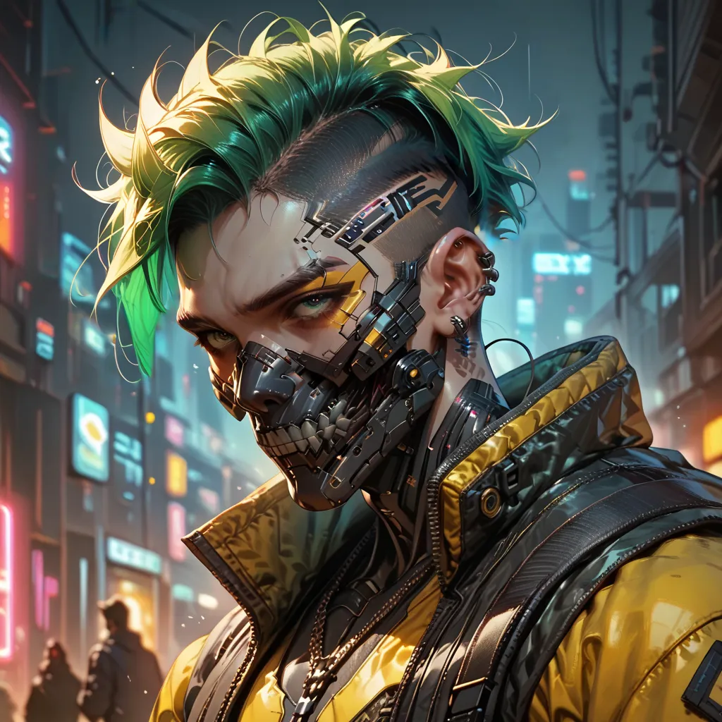 neonyellow and neongreen punk hair