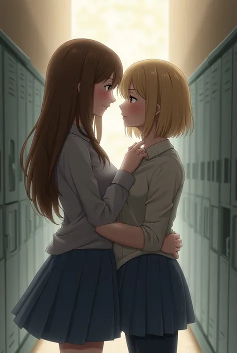 Make two girls kiss at school