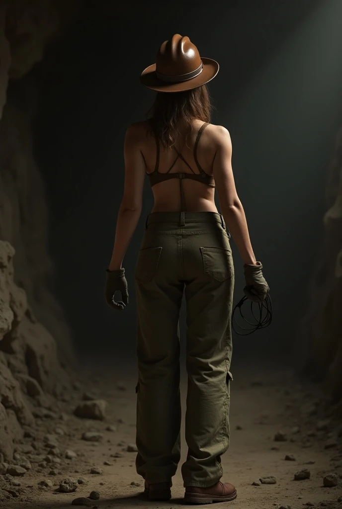  a woman with fair skin and not very tall , With light brown hair. polluting the floor of a mine , LET IT BE REALISTIC STYLE,  in a Latin American country , But let him come out on his back and you cant see his face and that hes out of the mine