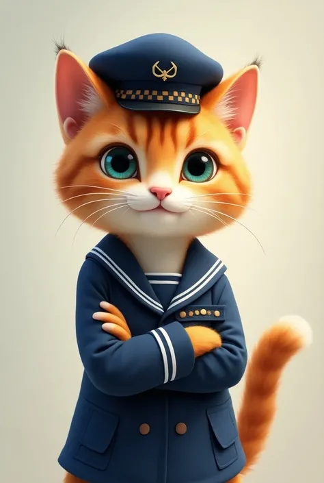 The animated cat wears a sailor suit and a blue jacket, Beautiful digital painting,  cute detailed digital art , Furry character portrait, Official character illustration,  highly detailed character , official character art, lindo personaje, Furry characte...