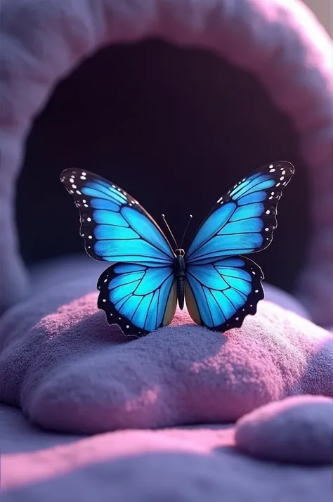 Morpho butterfly on a purple den 