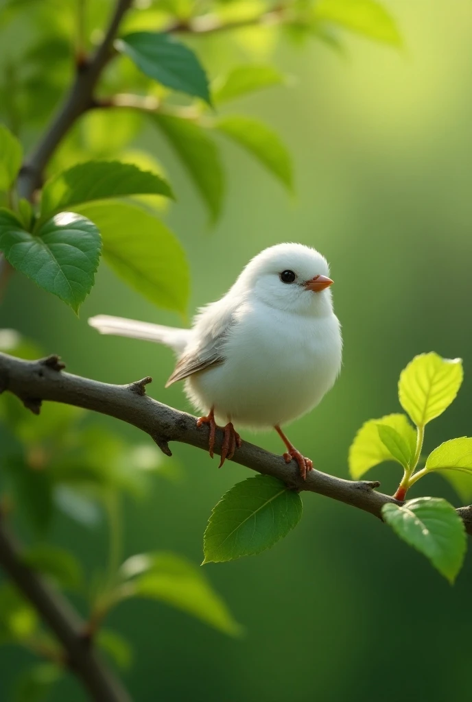 Small white bird in a tree, detailed, 4k, (best quality), (best resolution), (perfect)