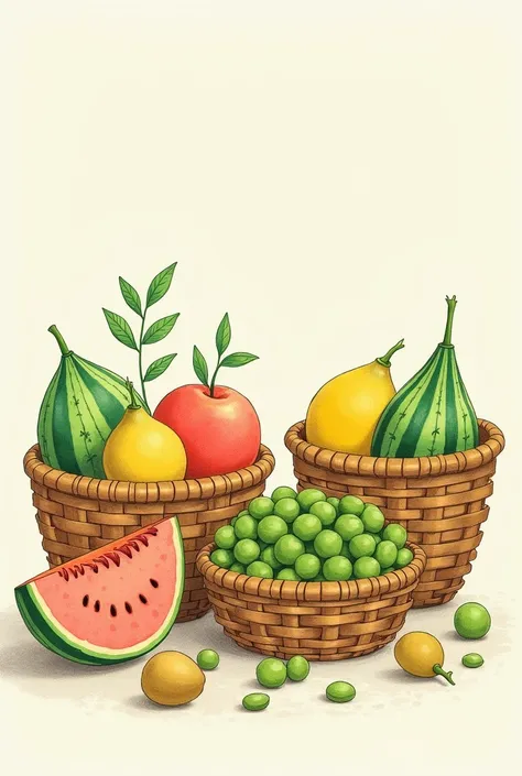  Melon and peas in baskets whatever is a simple drawing with a title "1st grade " 