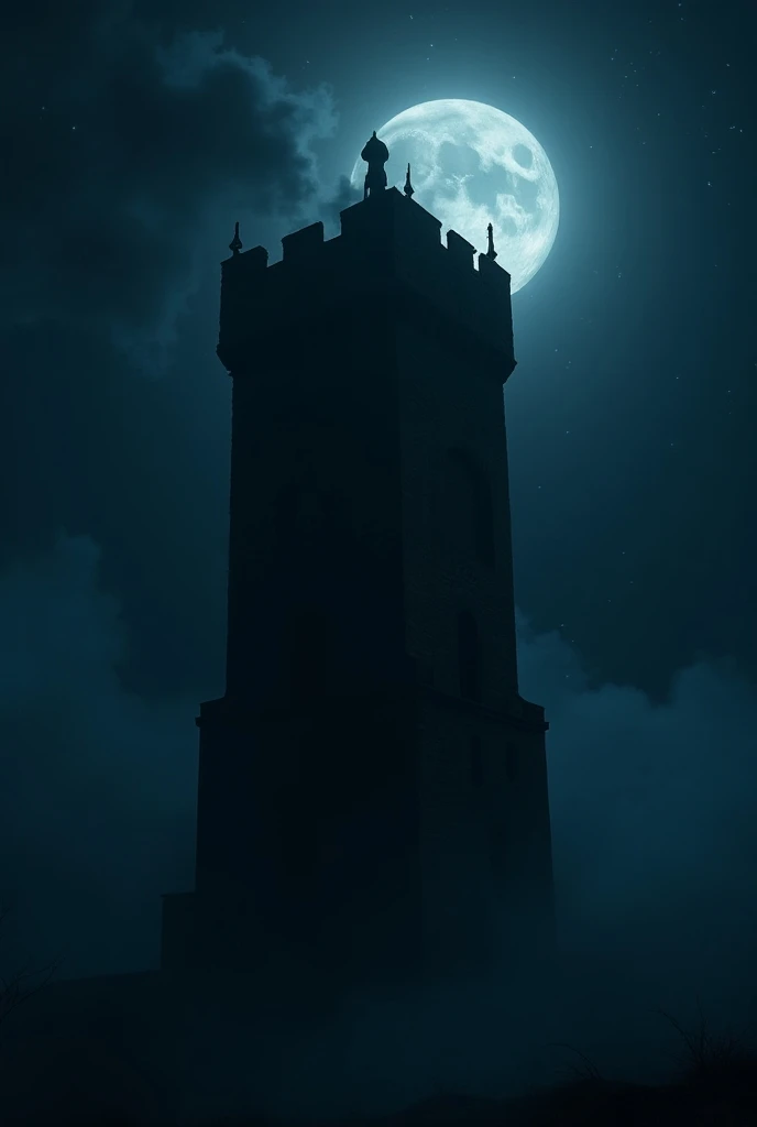 Recreate the scenario where the specter talks to Hamlet on top of a night tower.Now without the characters just the stage