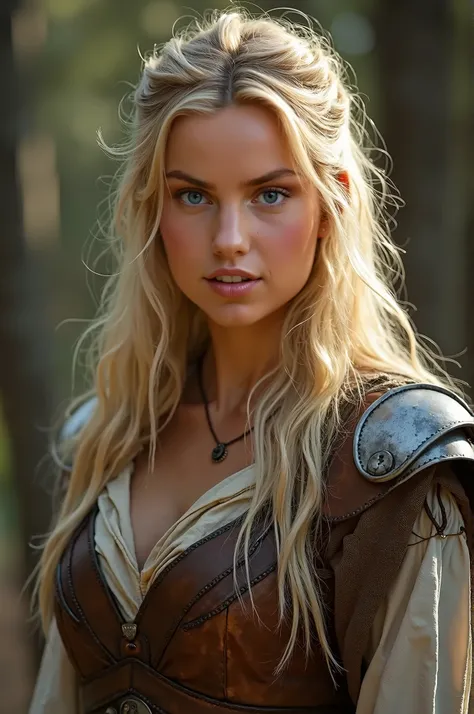 A female warrior from the medieval era, blond hair