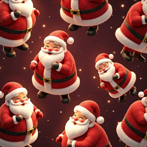 seamless hyperrealistic cute santa sparkling  pattern 3D 