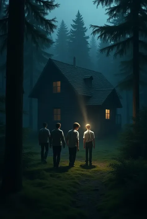 A group of boys from a boarding school armed with a flashlight find a cabin in the woods 