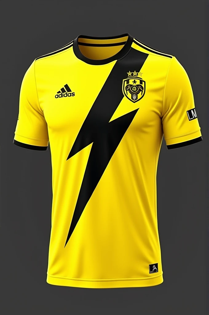 Make me a yellow goalie shirt with a big black lightning bolt 
But just give me the shirt