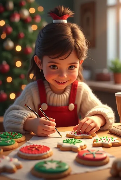 Person decorating Christmas cookies
