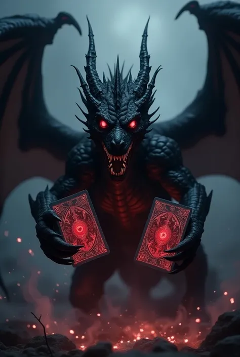 The red-eyed black dragon holds two cards