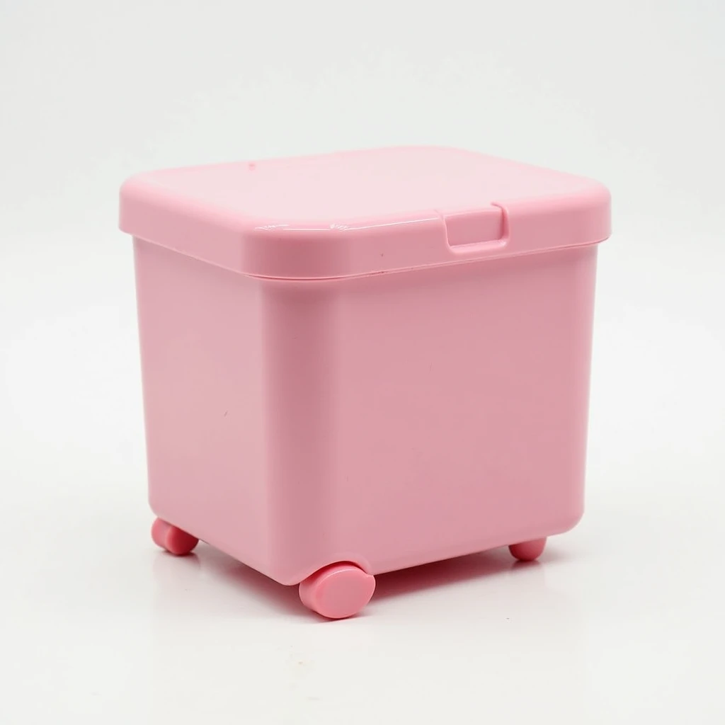 form:  Rectangular prism container in the shape of a bar .  It contains a wheel on the bottom of the product so that this
Can be retractable the Measures are : high:  124 mm , broad: 56mm , vol: 32mm, It is pink in color and says Zerina 