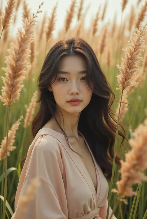 Beautiful Korean lady reed flower bed 