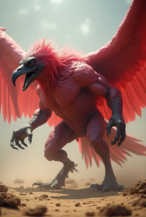 Create a fighting monster with characteristics of a vulture and Flamengo 