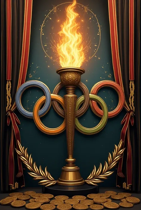 Invitation for the opening of sports 
Where it has Olympic rings, medals, torch