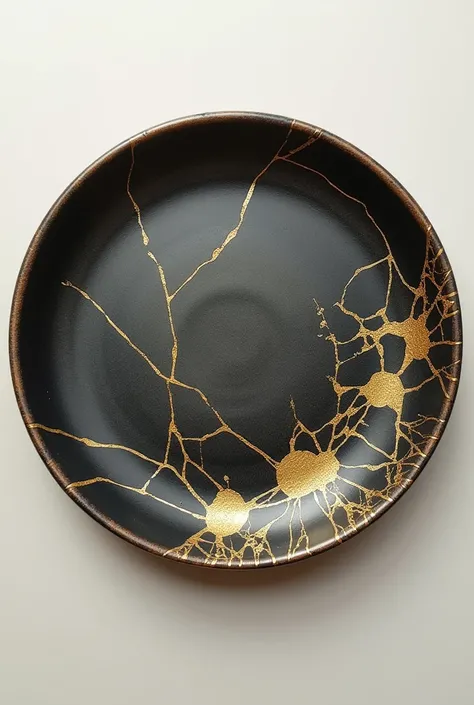 Make me a tattoo design of a kintsugi plate