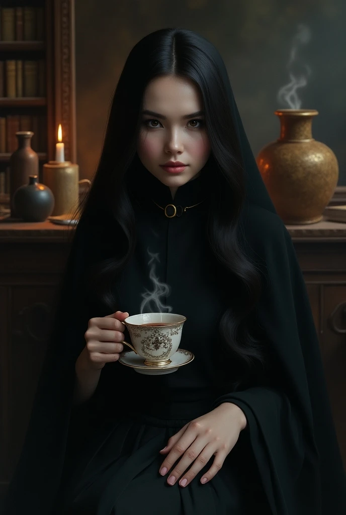 Severus Snapes daughter drinking tea 