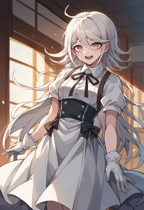 a close up of a person in a dress and a house ears,  kantai collection style, nekomimi, anime moe artstyle, akane owari danganronpa, white_gloves, black_shose, gapmoe yandere, mihoyo art style, holo is a house girl, azur lane style