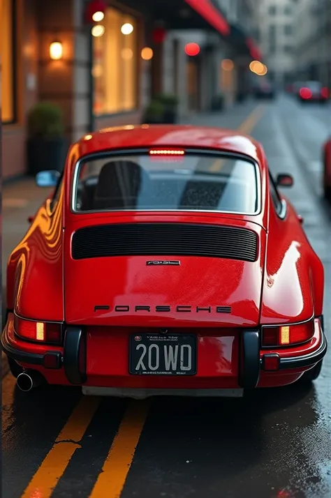 ((best quality)), Porsche 911 (930) color rojo metalizado y que diga pdspotts 