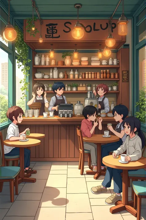 2D anime-style coffee shop image 
