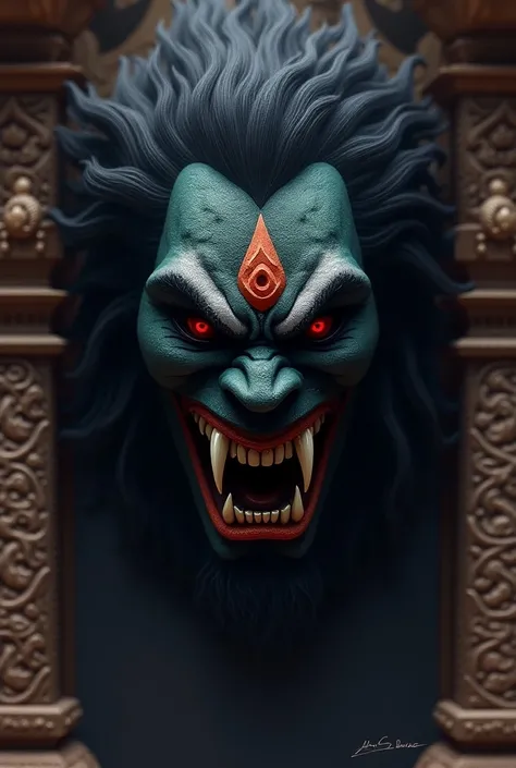 Generate kal bhairav god face  logo , IN temple 