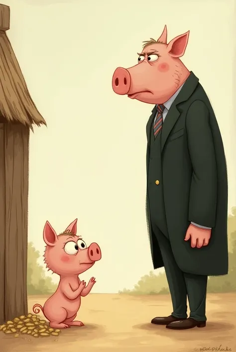 Piglet asking for straw for a landlord