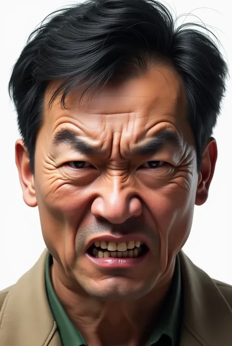 Chinese face, , angry, front view, single person, white background