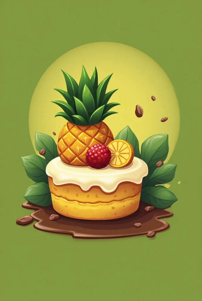  Logo with a small cake with a pineapple next to it
Colors: green, yellow, coffee 
With a Name "Sweet paradise " on 