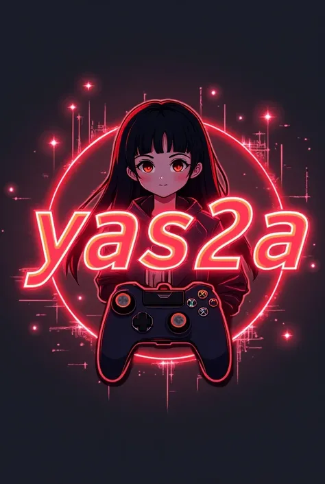 This is a facts logo that features the name " yasr 2a  " in a futuristic font and a neon Red color. and Boy Anime avtar, The logo also has a stylized controller icon and a YouTube play button in the background. The logo is designed to be attractive and eye...