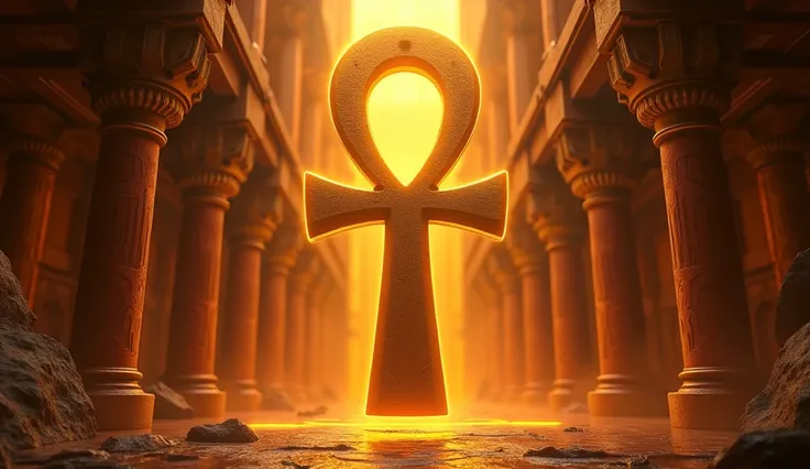 Símbolo ankh egípcio flutuando dourado no inferno, majestic, Cleancore, chalk art, ultra wide-angle, 2d platformer, Lo-fi, sprite sheet, brown colors, steampunk, ultraviolet lighting, Super detailed, photorealistic materials, interior design, V-Ray render,...