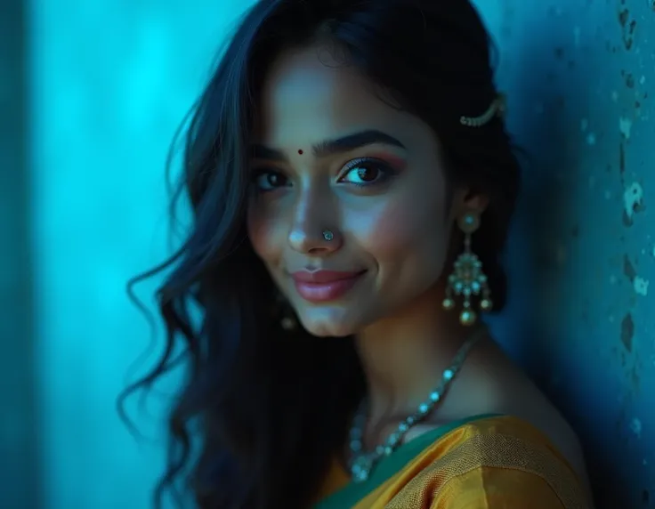 a close up of a woman in a sari posing for a picture, No Blouse Showing world most beautiful boobs wear, traditional beauty, very beautiful enga style, dressed in a sari, indian, wearing a sari, very attractive and beautiful, indian goddess, candid picture...