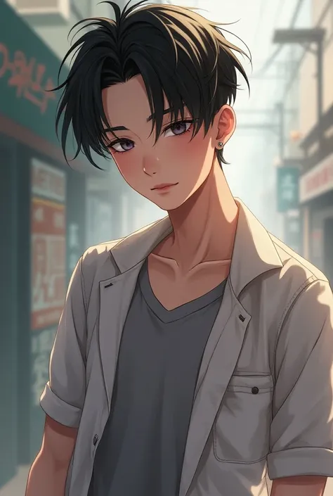 (anime stye, art, masterpiece:1.3), (1boy:1.3), (cute korean_idol, gay_bottom, tight casual outfit:1.8) is walking outdoors, looking aside, (bulge:1.3), toned, eye_visible_through_hair, ((PERFECT_FACE)), ((finely_detailed_beautiful_eyes_and_detailed_face))...