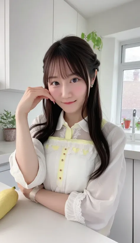  one girl playing pranks, cute girl, ( beautiful girls,  delicate girl:1.3), smile,((shirt,apron:1.6)),
break,  extremely fine grained definition , ( symmetrical eyes:1.3),
break, ( kitchen:1.3), (Holding a frying pan:1.3), ( shot from the front:1.3),  per...