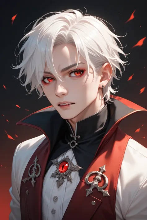 Red-eyed vampire  ,Big white hair and dark beauty boy