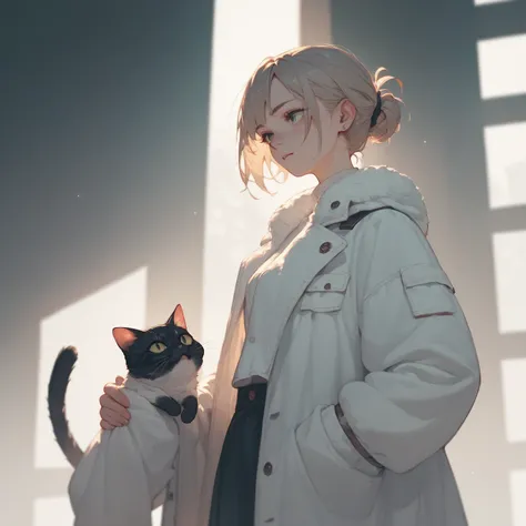 Cat in a white coat