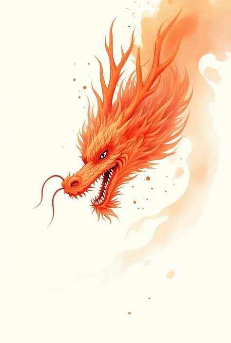  a close up of a drawing of a dragon on white paper, jellyfish ,  Watercolor illustration style ,  soft and delicate draconic features , Chinese dragon, Chinese watercolor style , Chinese dragon concept art, , A mythical creature, FIRE DRAGON, a dragon,  f...