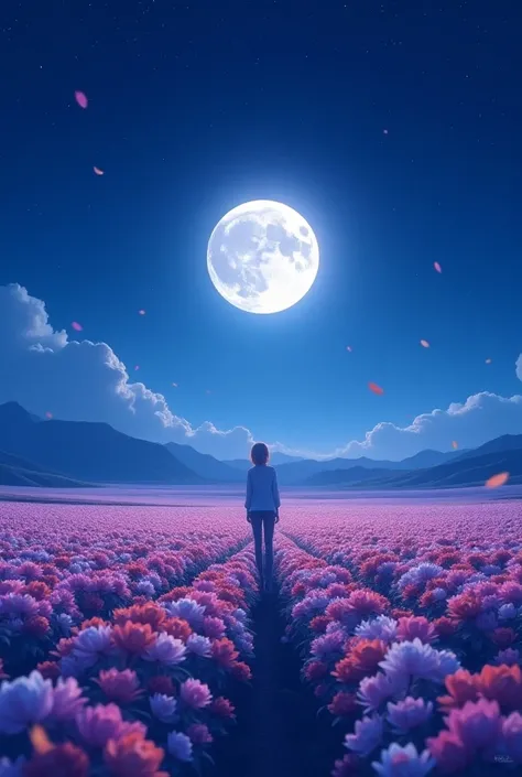 Night in a field of flowers 