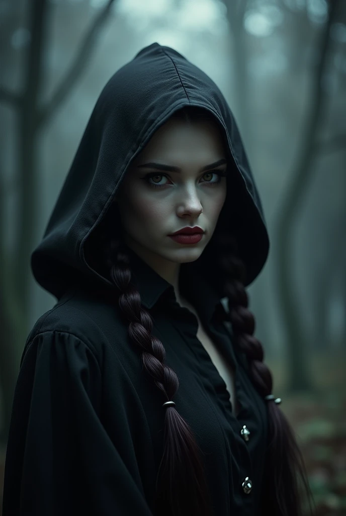 Vampire with double braid and hood
